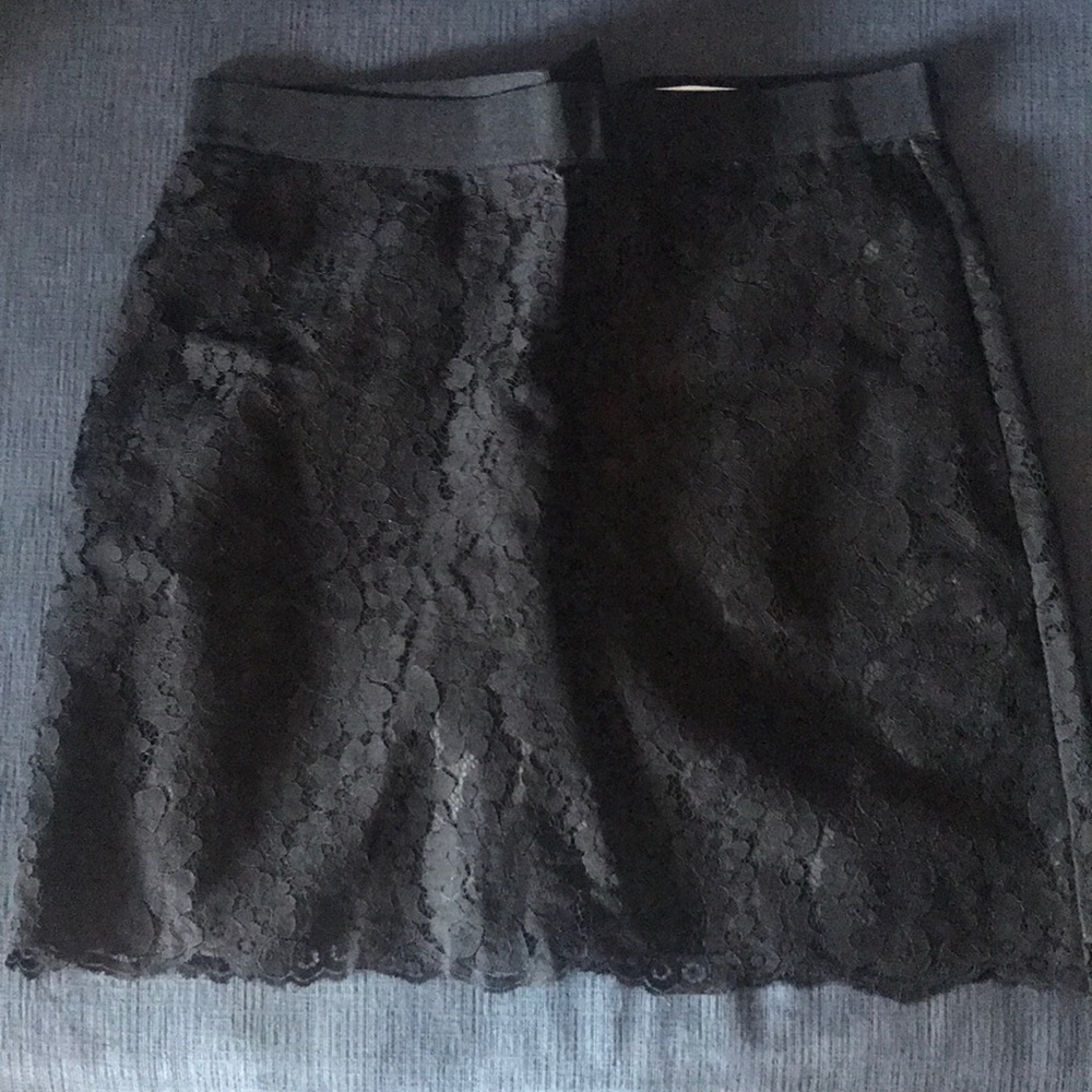 Black lace mini skirt